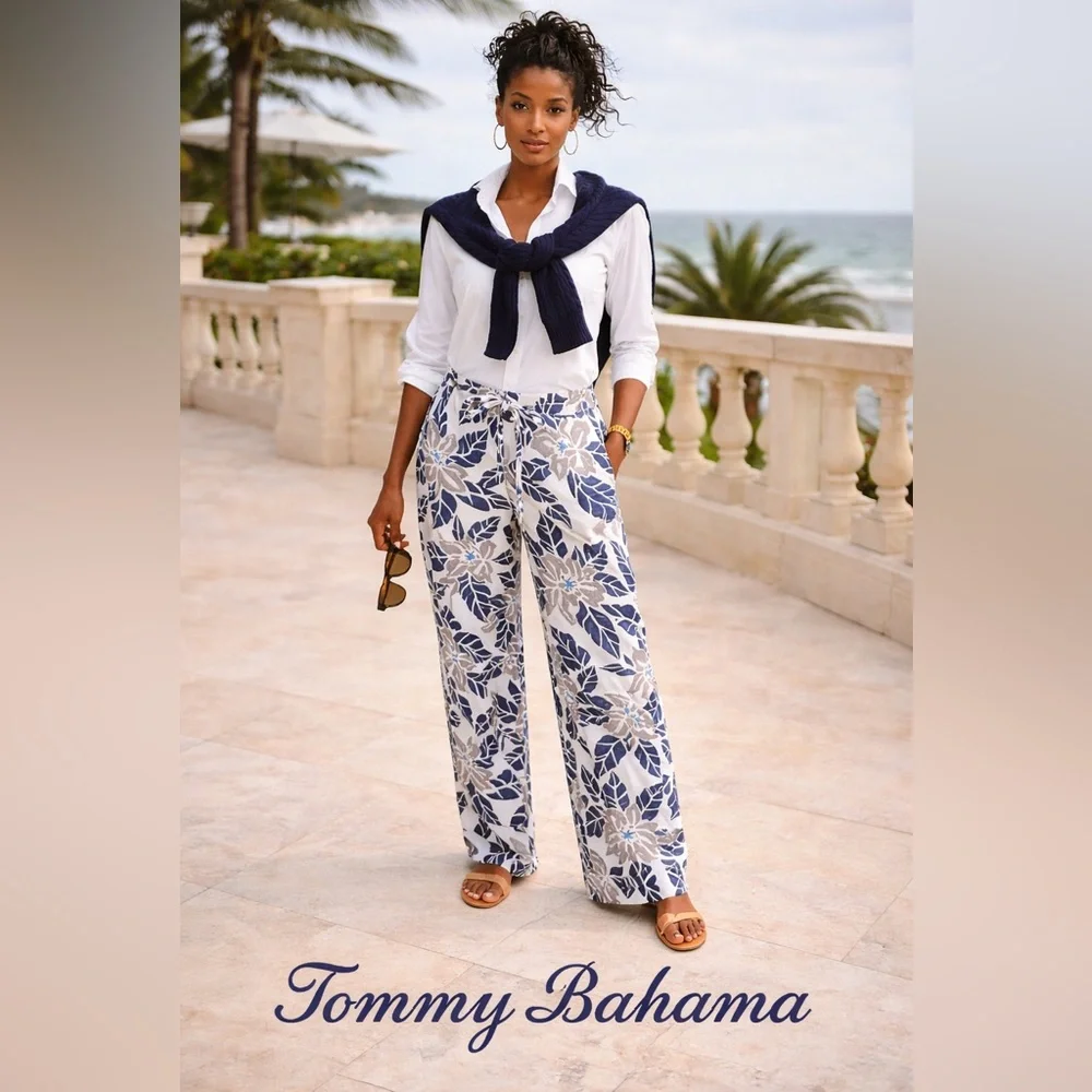 Tommy Bahama Luxury, ♻️Sustainable, RARE Pattern, Acid-Washed Leaf Pants, Size S - Picture 1 of 11